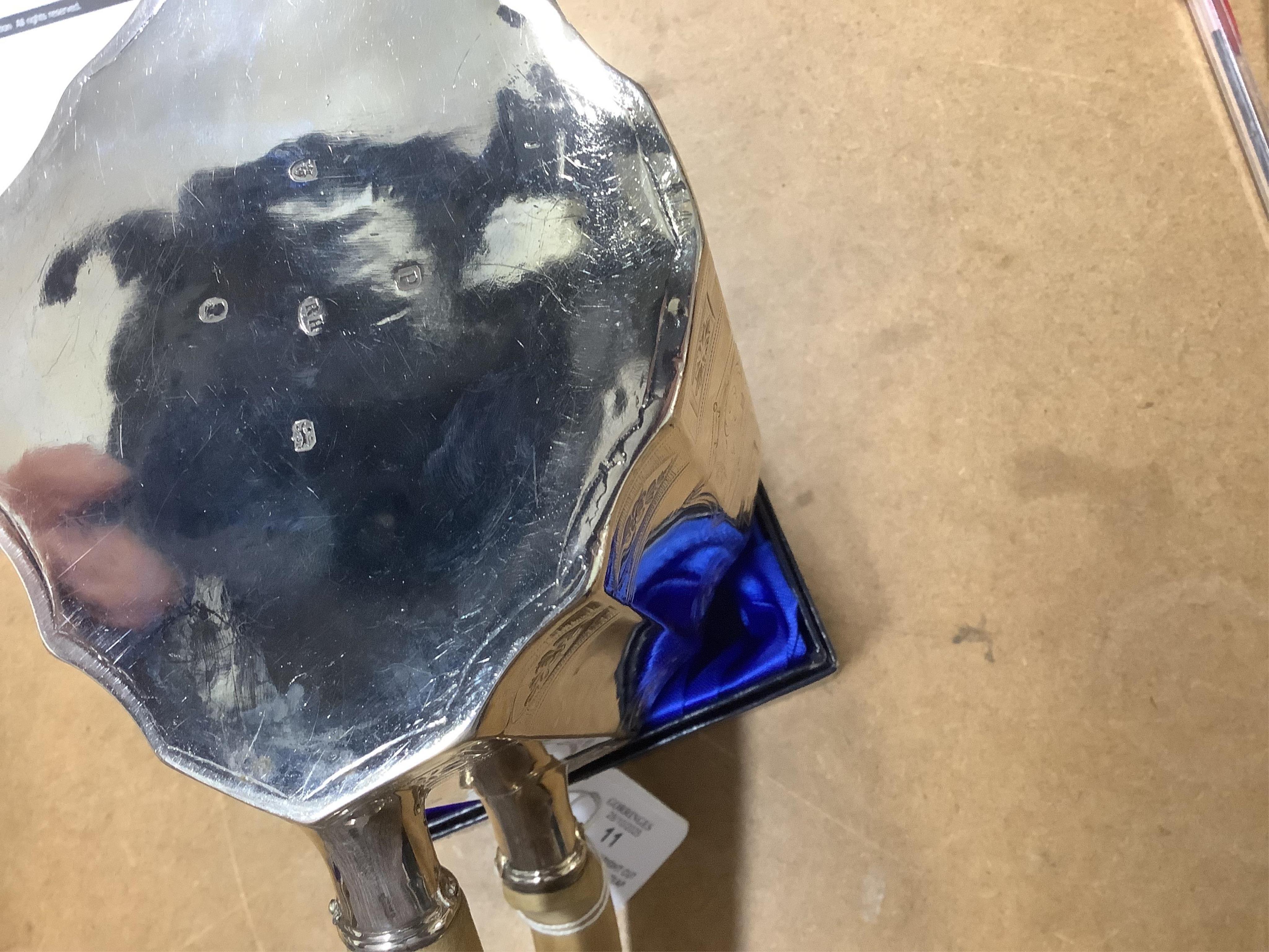 A George III bright cut engraved silver teapot and matching stand by Robert Hennell I